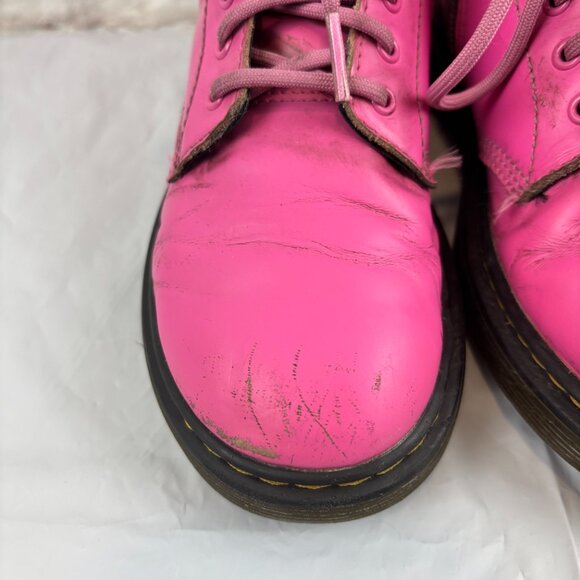 Dr. Martens Girls Junior 2 Pink Leather 1460 Lace-up Combat Boots - Picture 11 of 13